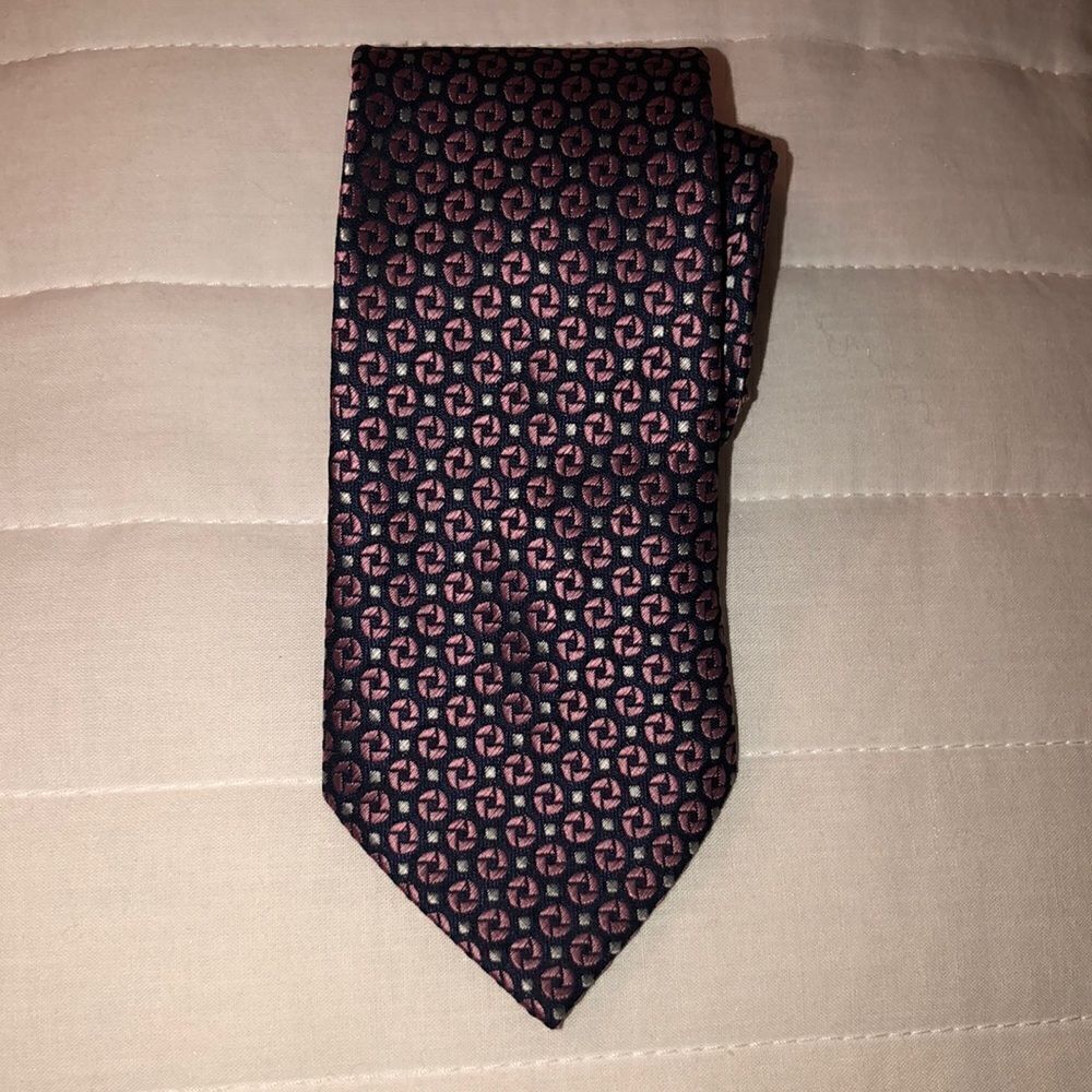 DuPont Teflon Teen Young Child Neck Clip On Textured Tie Navy Pink White